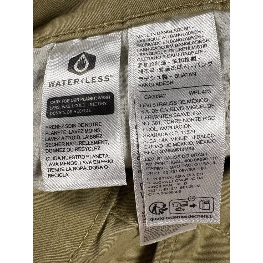 Levi's 511 Men's 29x32 Slim Fit Khaki Tan Stretch Pants WaterLess 04511-3376